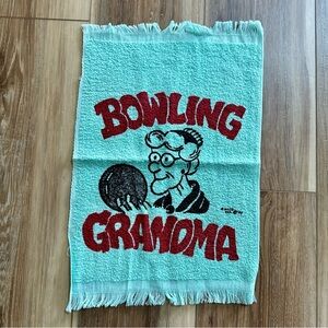 Vintage 1983 MAFCO Made in USA Bowling Grandma Graphic Hand Towel